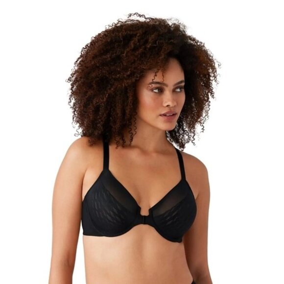 NWT Wacoal Elevated Allure Front Close Underwire Bra Sz 38G Black Seamless - Picture 1 of 7